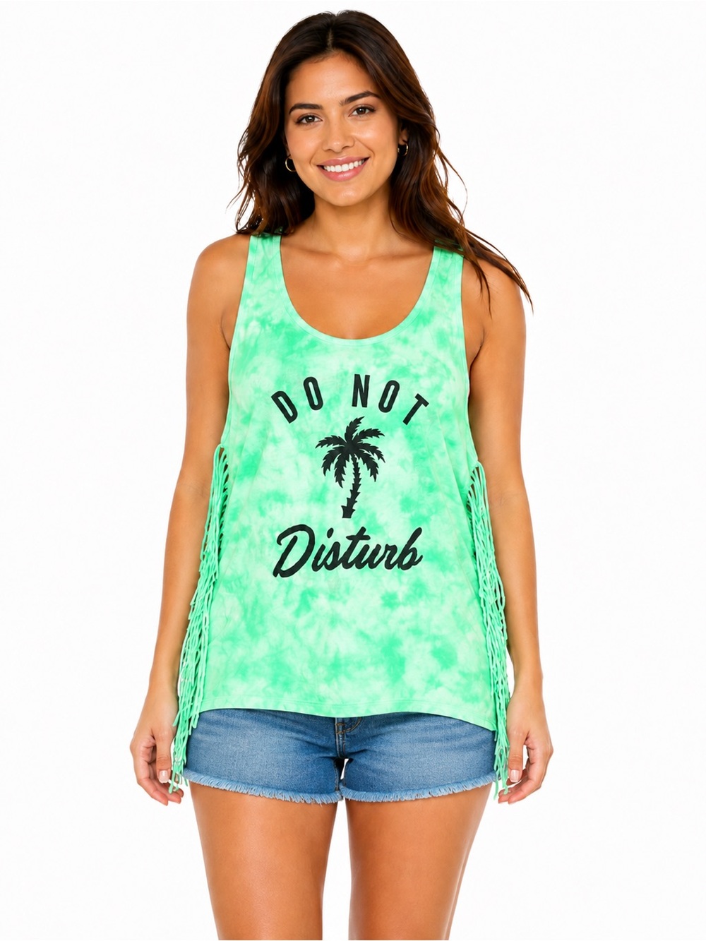 Wound Up “Do Not Disturb” Tie-Dye Fringe Tank Top – Women’s XXL (19)